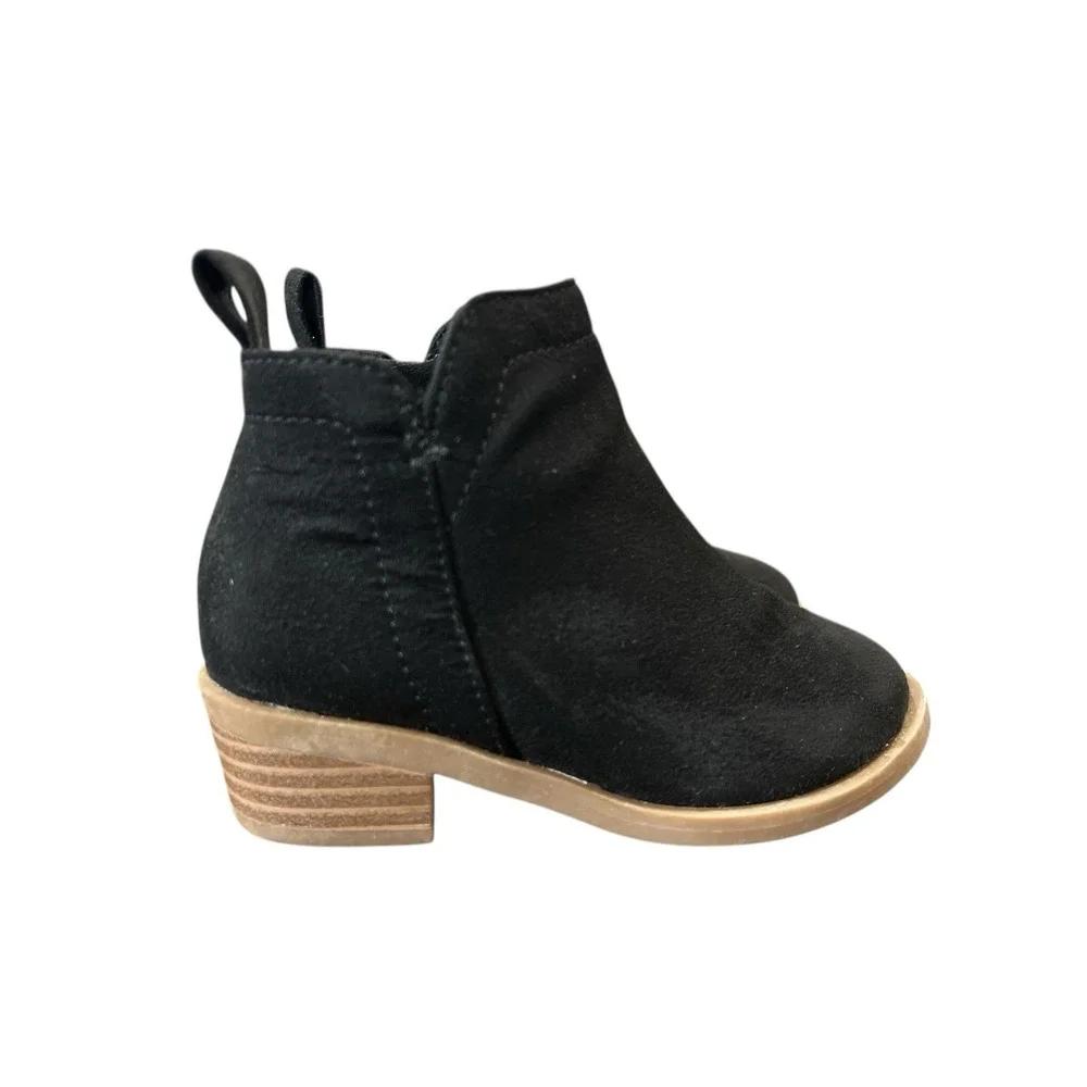 Wonder Nation Toddler Girls Ankle Boots Sz 8 Black Faux Suede Zipper Dressy